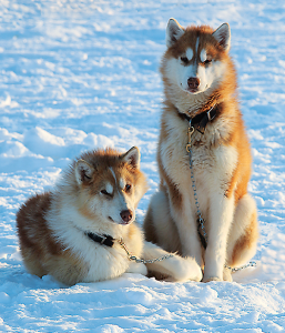 Sled Dogs in Sun