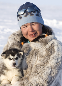 Girl with Husky Pup