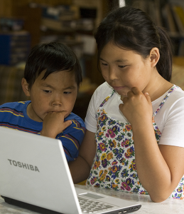 Inuit Kids using Laptop